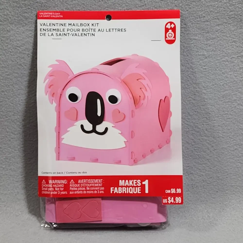 Valentine Mailbox Kits x3 Purple Shark, Pink Dog, Red Heart - New Sealed Packs